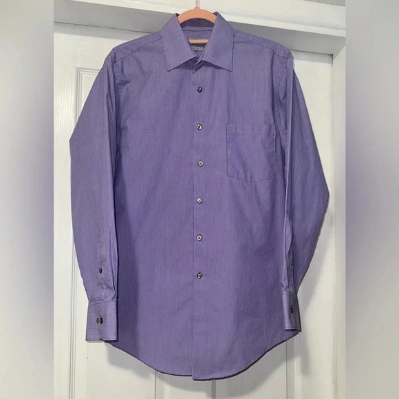 Van Heusen Other - Van Heusen Fitted Button Down Shirt, Purple & White Stripes